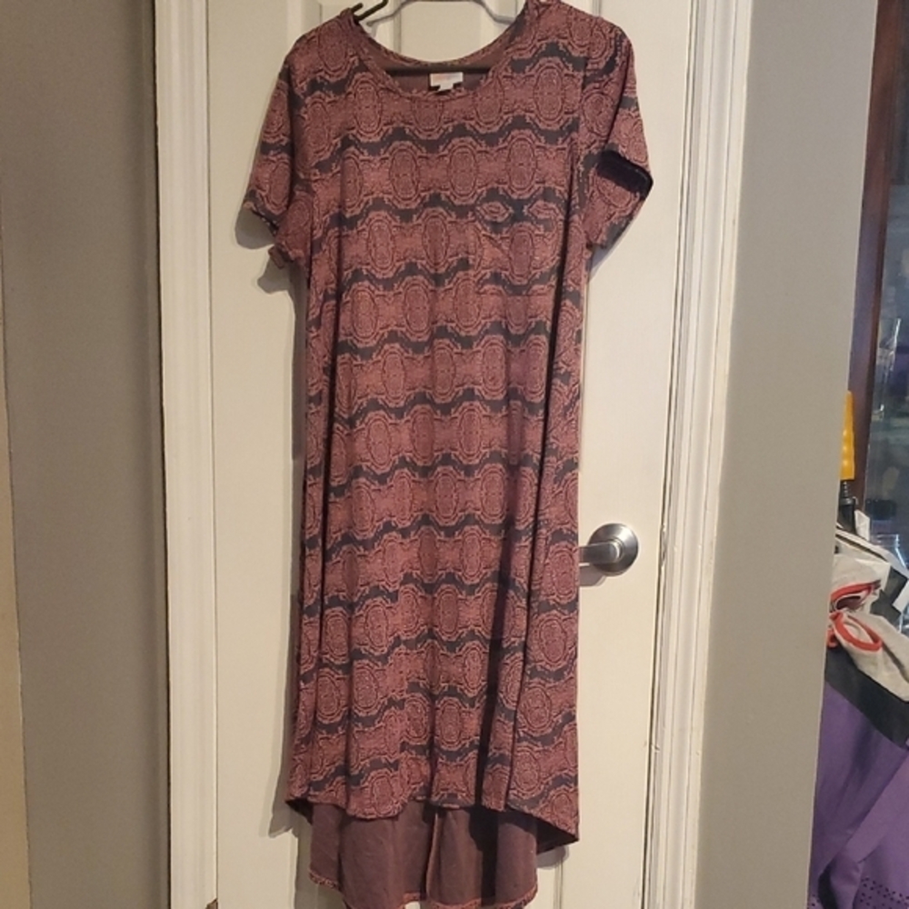 LuLaRoe High Low Dress in Mauve and Burgundy